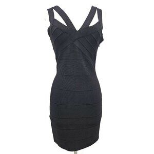 New Jean-Louis Scherrer Bodycon Bandage Dress Womens M Black Mini